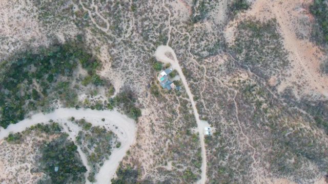 CABO PULMO BCS MEXICO-2023: Vehicle Moving on Winding Desert Road