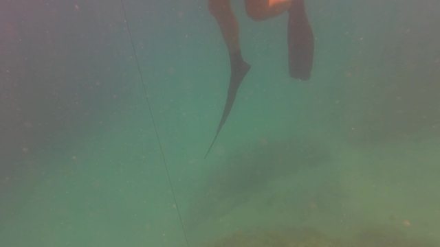 SAN JOSE DEL CABO BCS MEXICO-2023: Snorkeler Transitioning From Underwater to Ocean Surface