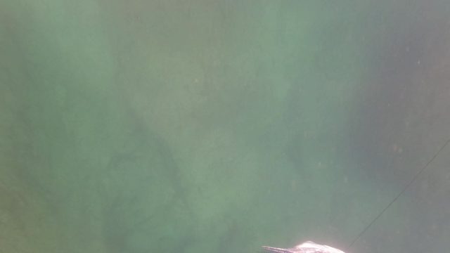 SAN JOSE DEL CABO BCS MEXICO-2023: Murky Green Water with Small Boat Drifting
