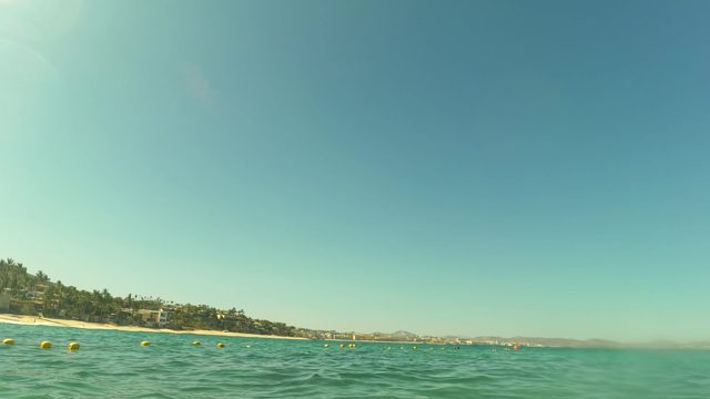 SAN JOSE DEL CABO BCS MEXICO-2023: Snorkeler Swimming in Clear Ocean Water