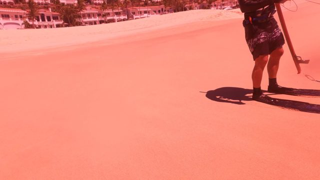 SAN JOSE DEL CABO BCS MEXICO-2023: Spearfisher with Catch on Sandy Beach