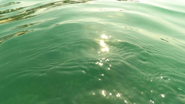 SAN JOSE DEL CABO BCS MEXICO-2023: Submerged Structure and Water Surface in Clear Green Water