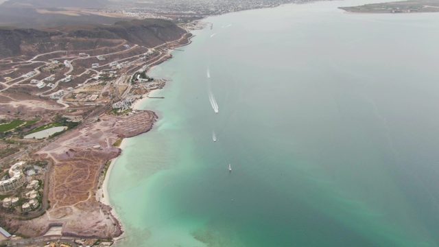 LA PAZ BCS-2023: Coastal Development and Yachts in Turquoise Waters