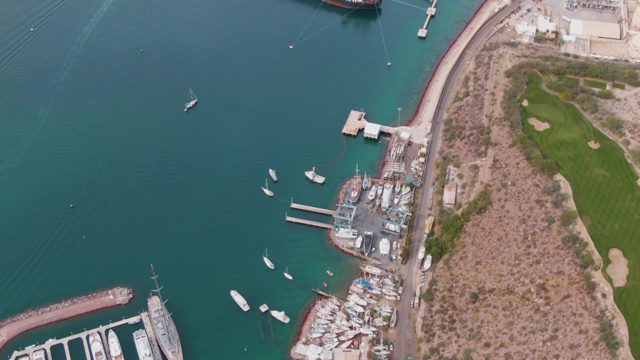 LA PAZ BCS-2023: Harbor with Moving Boats and Golf Course