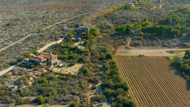 TODOS SANTOS BCS MEXICO-2021: Rural House and Farmland in Dry Landscape