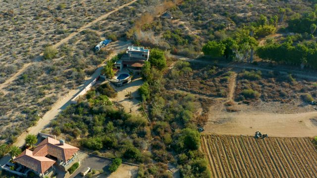 TODOS SANTOS BCS MEXICO-2021: Rural House and Field Aerial Pan