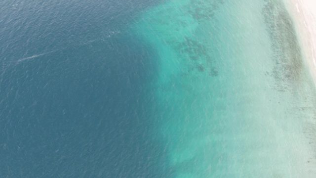 Boat Moving Across Ocean Near Sandy Shore