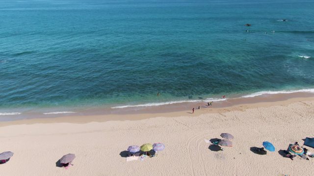 Beachgoers Relaxing by Turquoise Ocean Waters