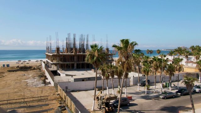 Beachside Construction Site with Wall Removal