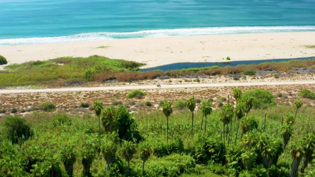 SAN JOSE DEL CABO BCS MEXICO-2020: Shifting Shadow Across Beach and Coastal Road