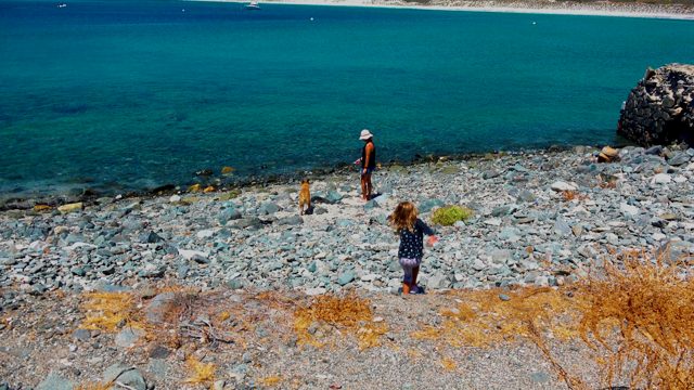 EL SARGENTO LA VENTANA MEXICO-2020: Girl Moving Toward Ocean on Rocky Shore