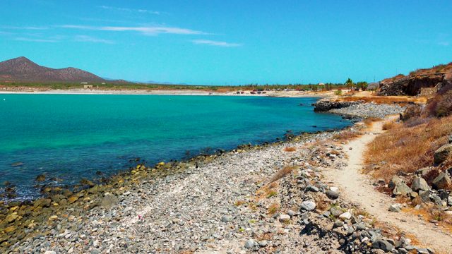 EL SARGENTO LA VENTANA MEXICO-2020: Pebbled Shore and Turquoise Water Along Coastal Path