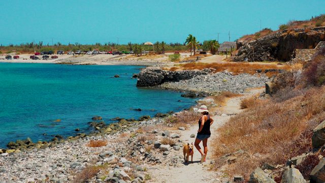 EL SARGENTO LA VENTANA MEXICO-2020: Person Walking Dog Along Coastal Path