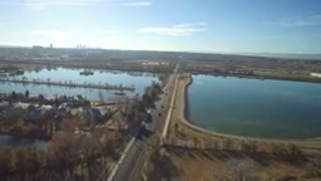 WESTMINSTER COLORADO-2016: Drone Footage Over Streets Woods And Two Lakes In