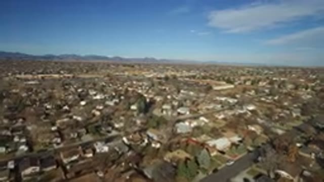 WESTMINSTER COLORADO-2016: A Top View Of Buildings Cars Trees In A Residential Area