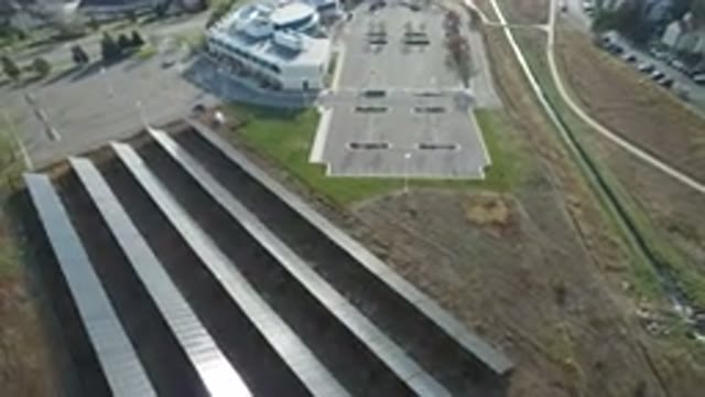 WESTMINSTER COLORADO-2016: Commercial Big Building Sunny Day Many Solar Panels