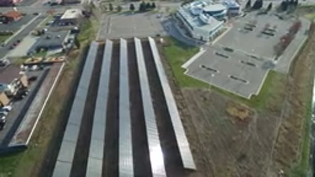 WESTMINSTER COLORADO-2016: Moving Aerial View Of Buildings With Rows Of Solar Panels