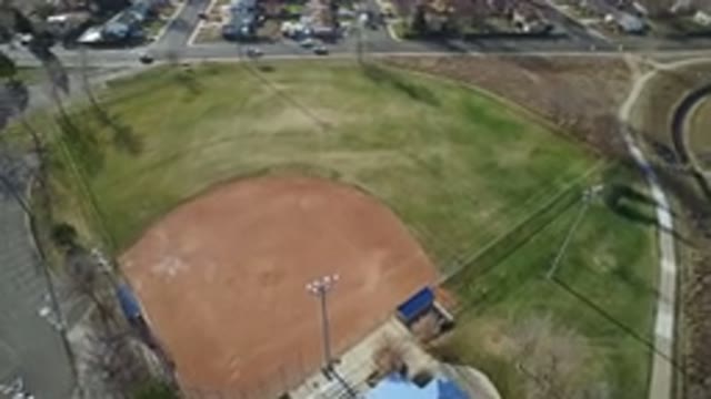 WESTMINSTER COLORADO-2016: Flying Over An Empty Baseball Field While Cars Drive