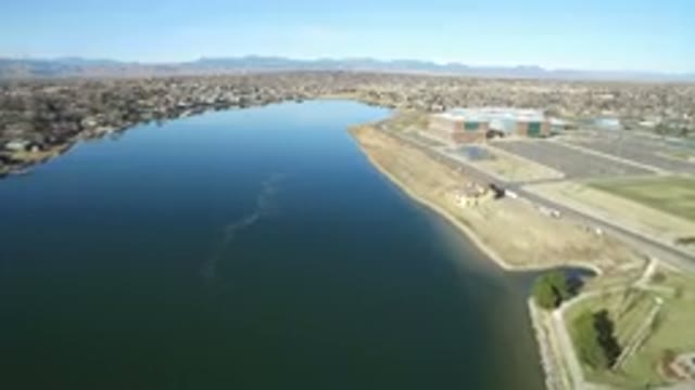 WESTMINSTER COLORADO-2016: Aerial View Of Water Over Marshy Lands On A Sunny