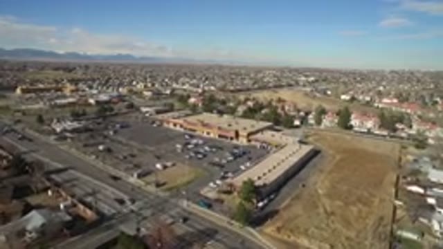 HIDDEN LAKE COLORADO-2016: Drone Footage Over Buildings Woods And Parking Lots