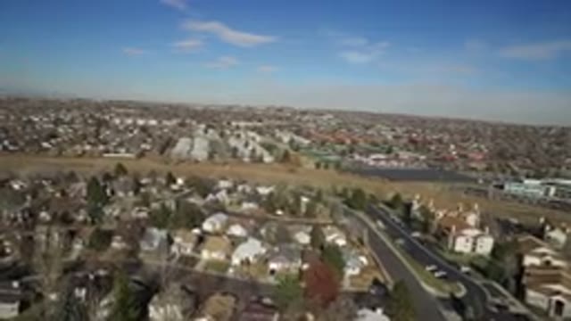 HIDDEN LAKE COLORADO-2016: Aerial View of Suburban Homes and Roads