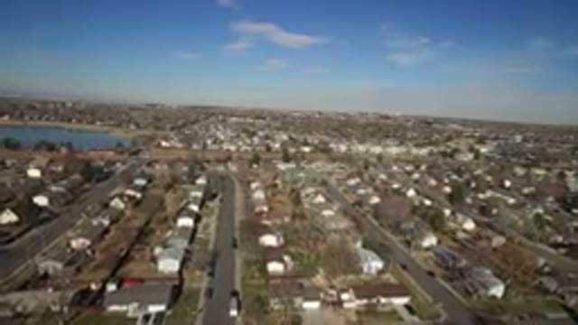 HIDDEN LAKE COLORADO-2016: Aerial View Of Houses In A Rural Area Near A Lake