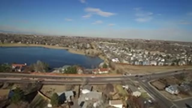 HIDDEN LAKE COLORADO-2016: Aerial Photo Of A Large Highway Large Body Of Water