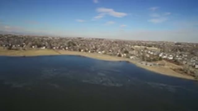 HIDDEN LAKE COLORADO-2016: Drone Video Of A Coastal Town Near A Large Beach And