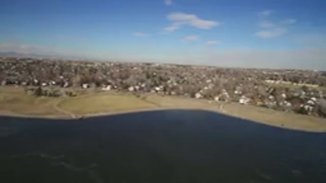 HIDDEN LAKE COLORADO-2016: Drone Footage Over Lake Approaching Lake Shore Town