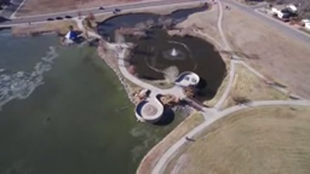 HIDDEN LAKE COLORADO-2016: Overhead View Of A Pond With A Second Pond