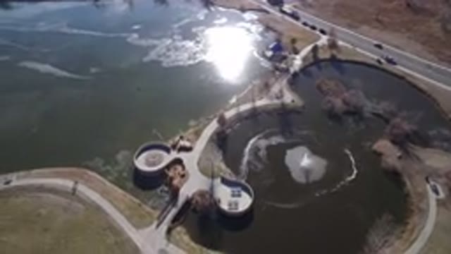 HIDDEN LAKE COLORADO-2016: Aerial View By Drone Of Park With Man Made Lakes