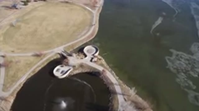 HIDDEN LAKE COLORADO-2016: Aerial View Of Lake And Land Construction Near The