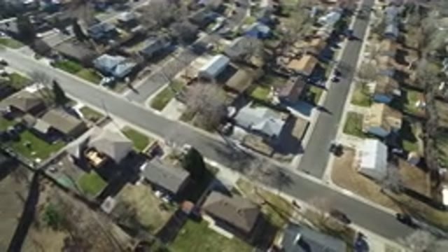 HIDDEN LAKE COLORADO-2016: Aerial View From Top Covering Buildings And Roads