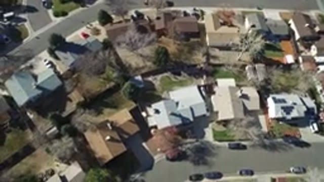 HIDDEN LAKE COLORADO-2016: Sky View Of Neighborhood Filled With Big Houses And Buildings