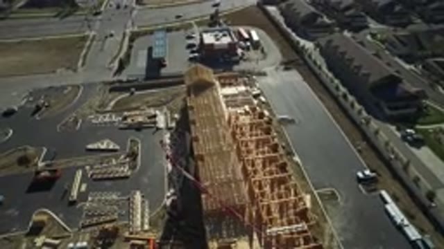 HIDDEN LAKE COLORADO-2016: Bird View Of A Wood Construction On The Side Of A