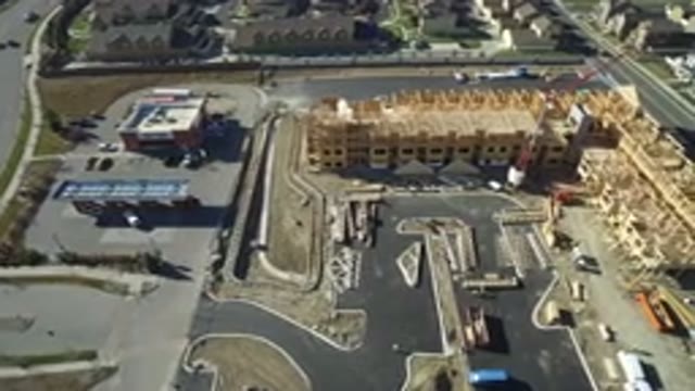 HIDDEN LAKE COLORADO-2016: Overhead View Of A Large Construction Site With Wood Framing