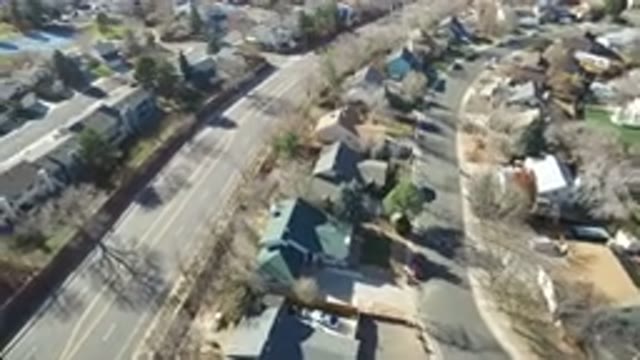 HIDDEN LAKE COLORADO-2016: Top Drone View of Road, Vehicle, House and Tree