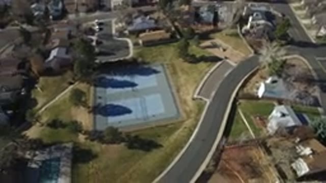 HIDDEN LAKE COLORADO-2016: Aerial View Of Tennis Courts And Surrounding Roads
