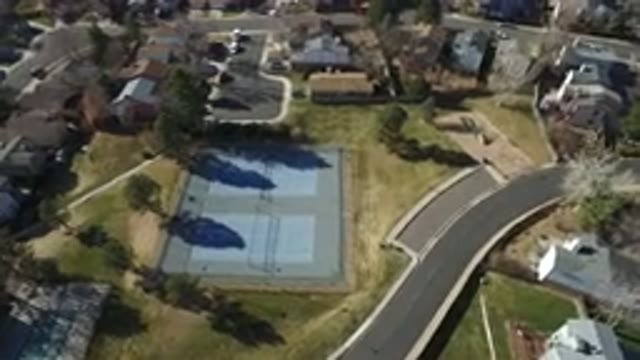 HIDDEN LAKE COLORADO-2016: Aerial View Of Recreational Area In A Suburb Where