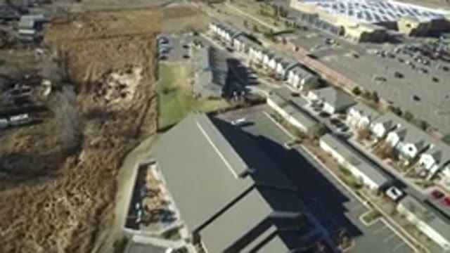 HIDDEN LAKE COLORADO-2016: Overhead View Of An Urban Area Featuring Parking Lots