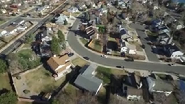 HIDDEN LAKE COLORADO-2016: Aerial Recording Video Of A Suburb Neighborhood With Houses And Streets