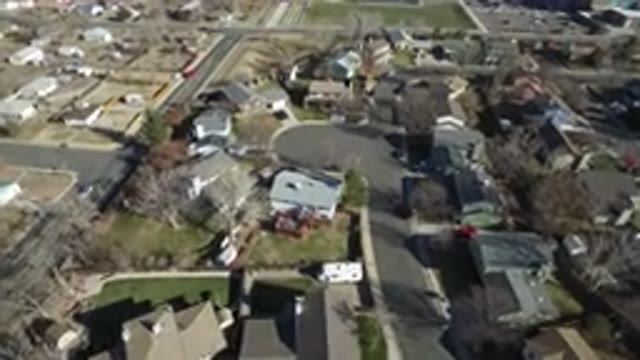 HIDDEN LAKE COLORADO-2016: The View Of The City With Big Highway Has A Red Car