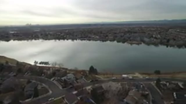 WESTMINSTER COLORADO-2016: Overhead View of Placid Lake Surrounded by Suburban Homes