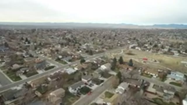 WESTMINSTER COLORADO-2016: Aerial Drone View of Suburban Homes and City Streets