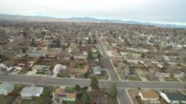 WESTMINSTER COLORADO-2016: Top View Of Drone Colony Buildings And Cars