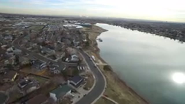 WESTMINSTER COLORADO-2016: Overhead View of Placid Water With Sun Reflection