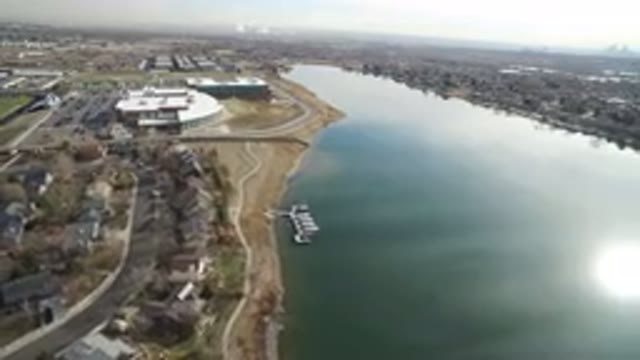 WESTMINSTER COLORADO-2016: Flying View Of A Bay Near The City With Some Boats