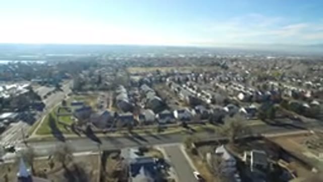 HIDDEN LAKE COLORADO-2016: Drone Footage Over Suburban Neighborhood And Busy Streets