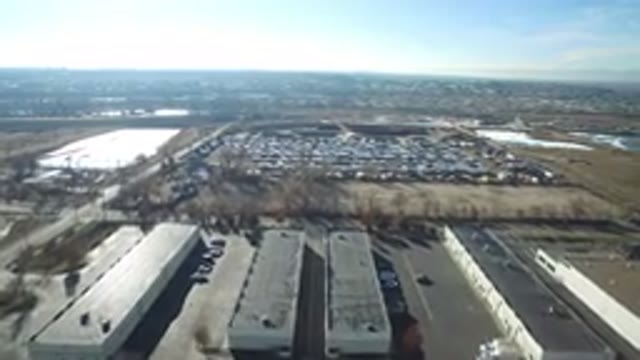 HIDDEN LAKE COLORADO-2016: Drone Footage Over City Buildings Parking Lots Roads