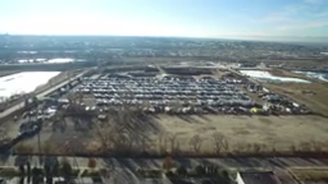 HIDDEN LAKE COLORADO-2016: Aerial View Of A Parking Lot With Open Countryside